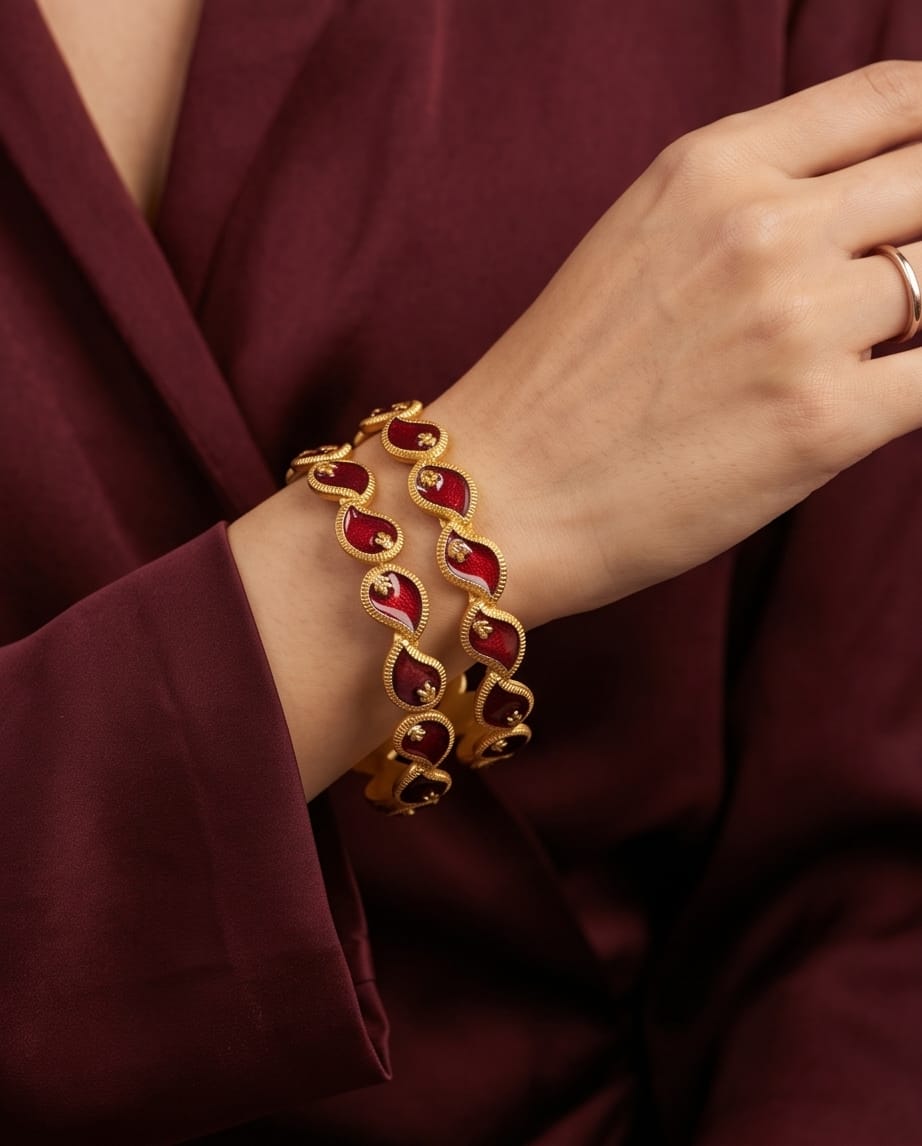 Diya Paisley Enamel Bangles